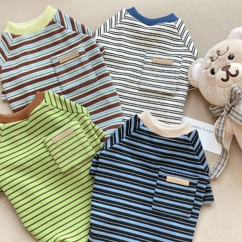 Camisa con bolsillo para perro salchicha – suave rayas otoño primavera - imagen 4