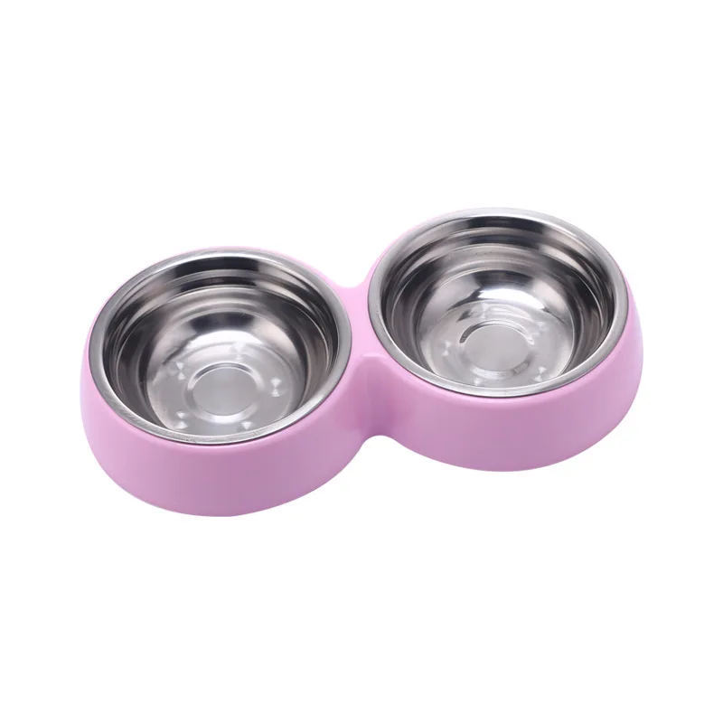 Suministros de alimentación para cachorros y gatitos, cuencos dobles para comida de perro, alimentador de agua de acero inoxidable, plato para beber para mascotas, accesorio para perros pequeños - imagen 4