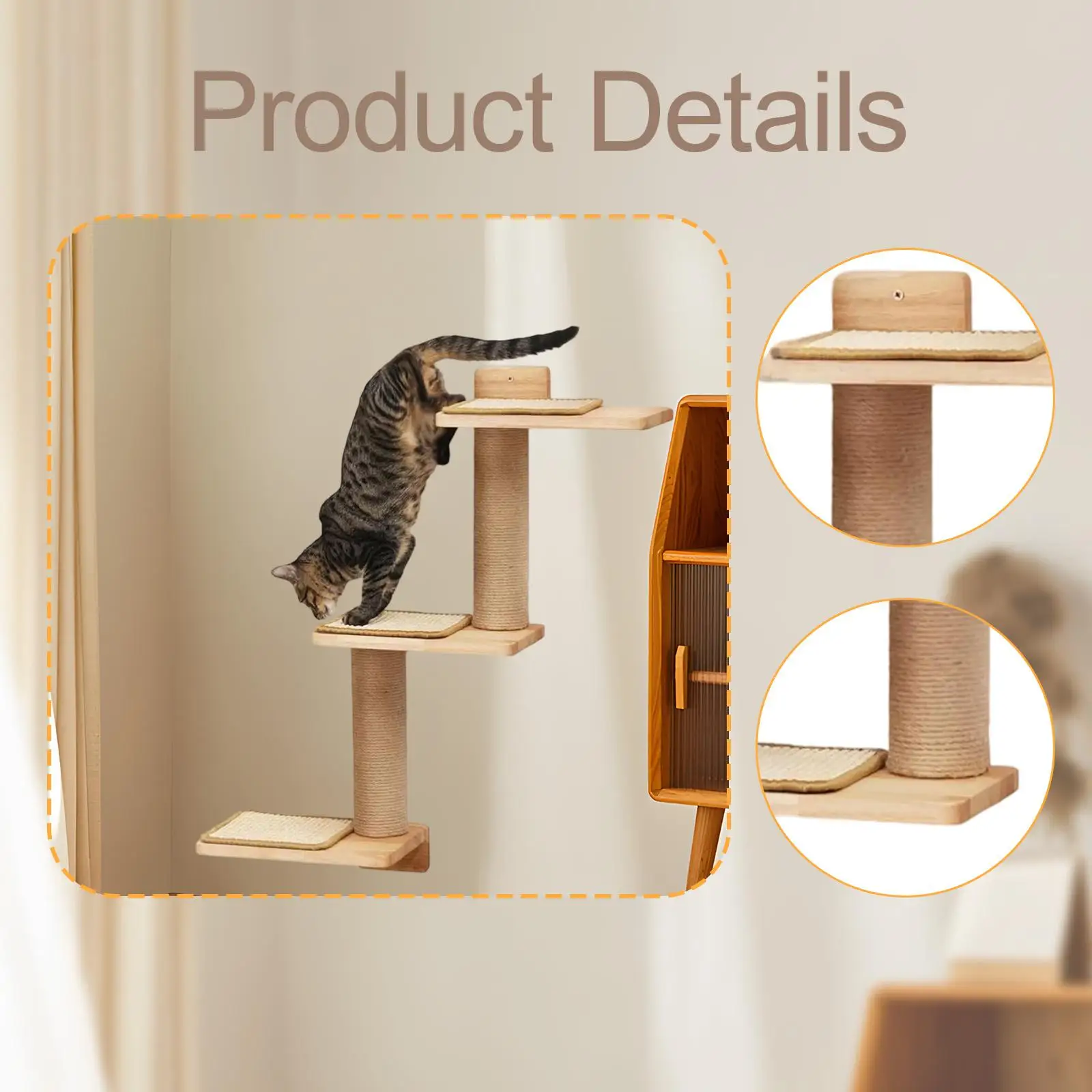 Cat Wall Shelves Steps Perch Supplies for Cats Cat Stairway for Jumping Exercise Scratching Lounging