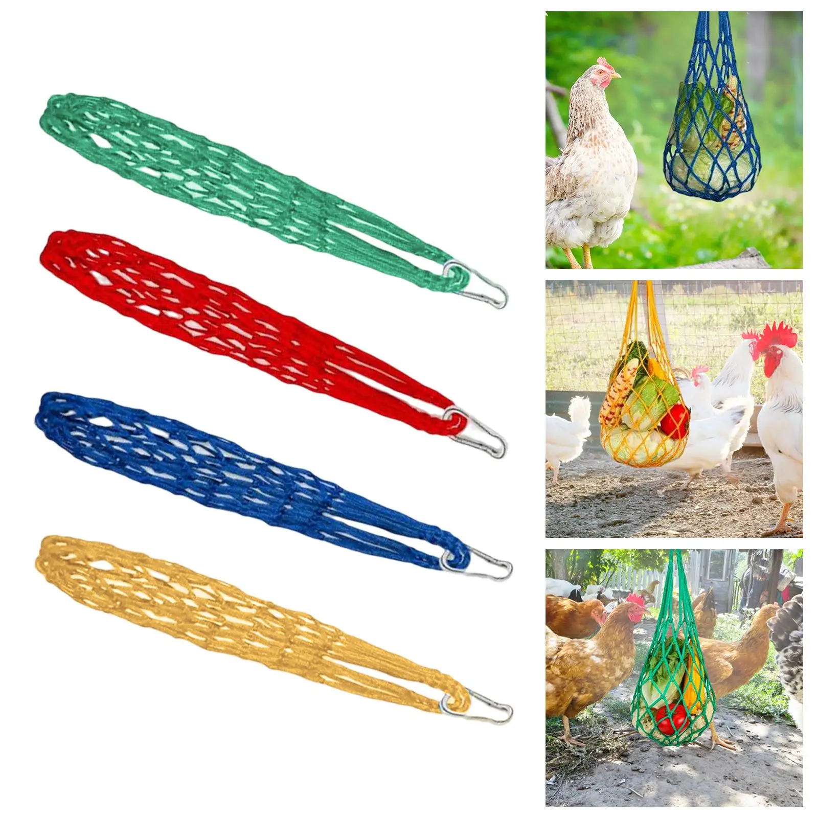 Chicken Vegetable String Bag, Poultry Fruit Holder Feeder Feeding Tool with Hook