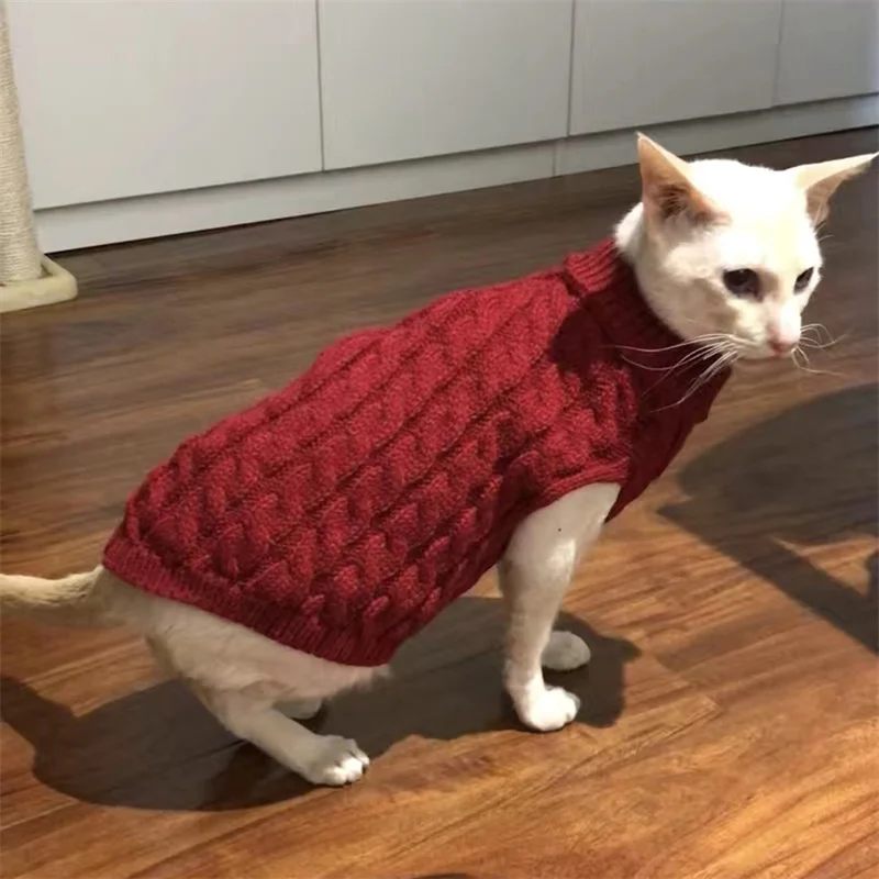 Suéteres para cachorros y gatos, suéter tejido para mascotas, jersey para perros pequeños, jerseys para gatitos, ropa Sphynx, ropa para gatos, Otoño e Invierno - imagen 3