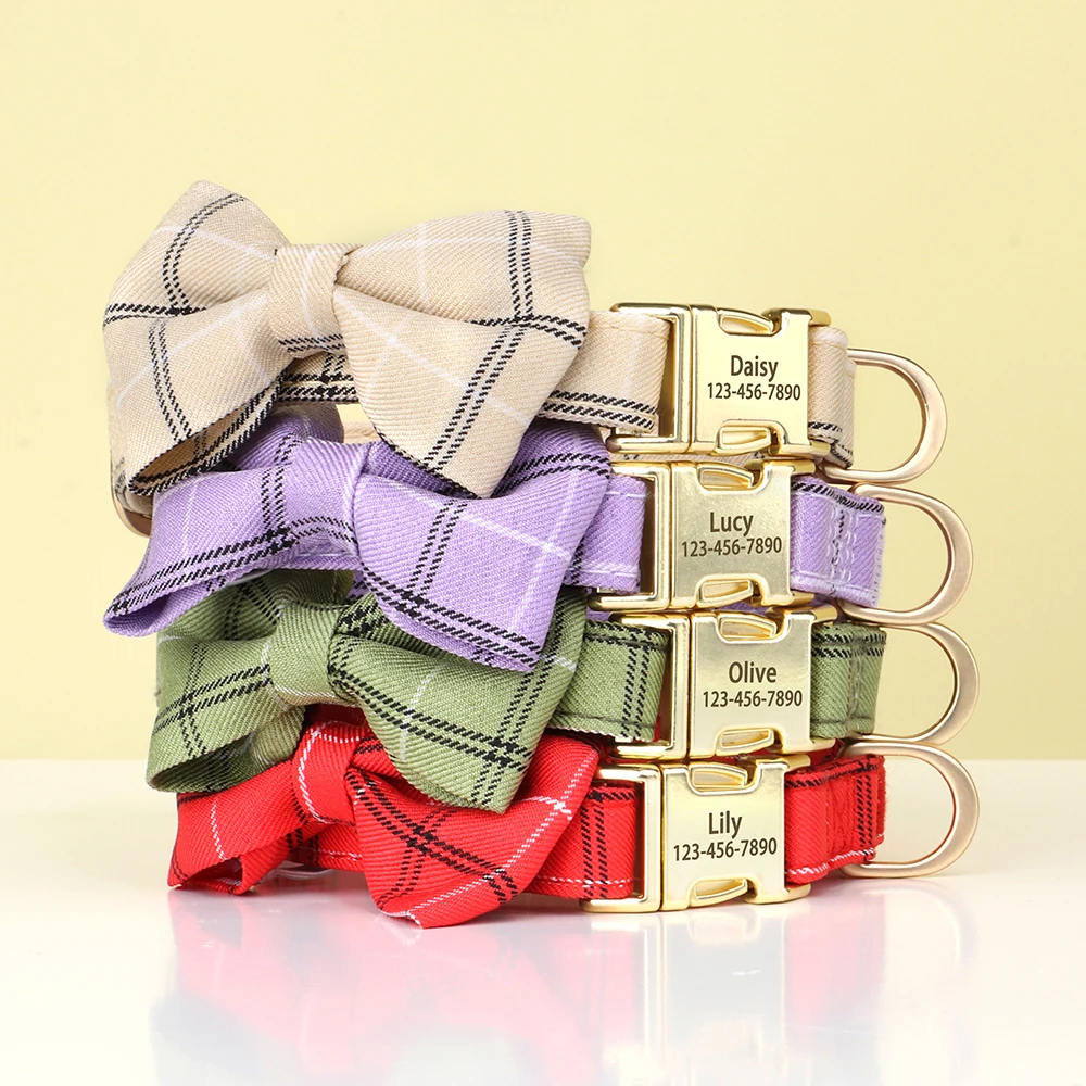 Collar de identificación de perro personalizado, bonito pajarita, collares para mascotas, Collar con grabado gratis, Collar con hebilla para cachorro y gato para perros pequeños y medianos - imagen 2