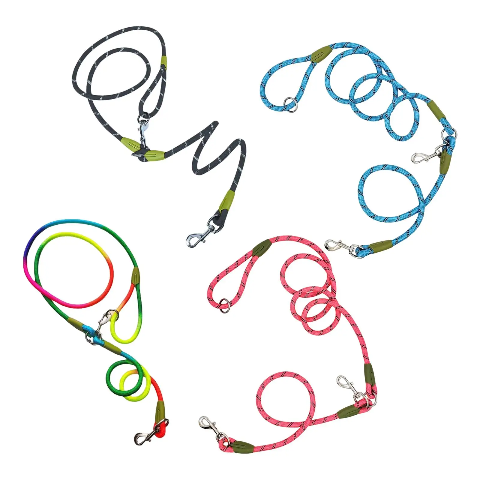 Heavy Duty Dog Leash Rope Hands Free Double Head Leashes Belt Braided Rope Polyester No Pull Slip Rope for Large Medium Dog Pet