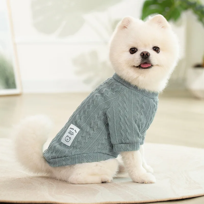 Suéteres de punto sólidos y acogedores para gatos y perros pequeños y medianos - Ropa cálida para mascotas de otoño e invierno - Venta al por mayor directa de fábrica - imagen 2