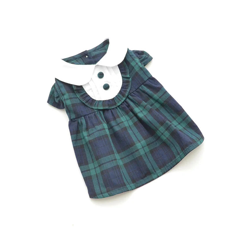 Ropa para perros, vestido para perros, falda a cuadros roja y verde con cuello redondo para niñas, perros pequeños y medianos, atractivo para perros de primavera y verano para peluche - imagen 5