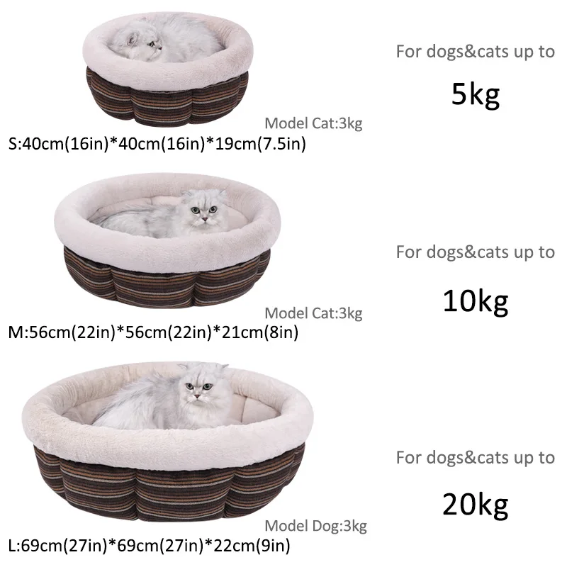 Perrera estera para perros, nido redondo de lino de imitación, antideslizante, para perros medianos y pequeños, jaula cálida para gatos, cama para perros, cama para mascotas, nido para gatos - imagen 4