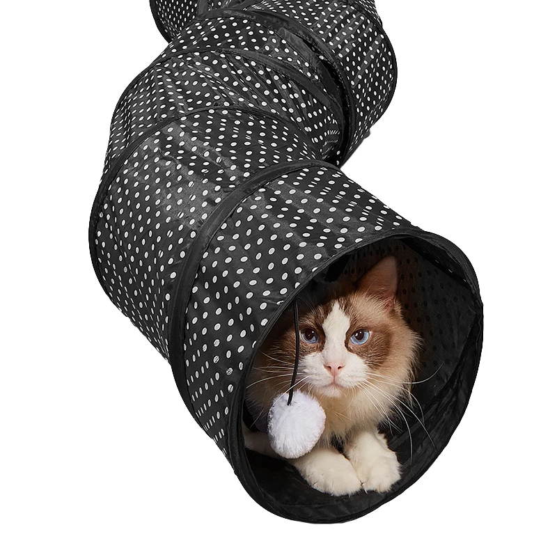 CAWAYI KENNEL-túnel para Gato, agujero plegable en forma de S, tubo para interiores y exteriores, túnel para gatitos, juguete para mascotas, juguete de entrenamiento para gatos que ahorra espacio