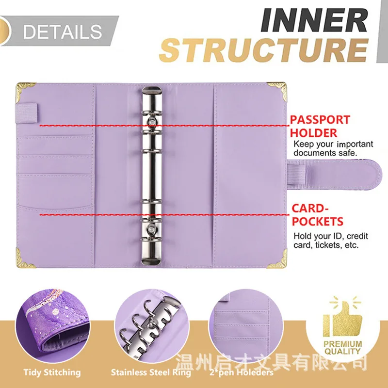 Carpeta de presupuesto de cuero PU A6, conjunto de sistema de sobres de efectivo para cuaderno, de carpeta para ahorro de dinero con bolsillos, organizador de facturas, 2023 - imagen 2