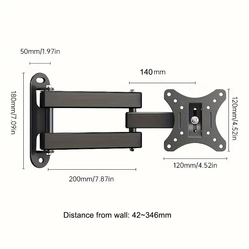 Soportes de montaje en pared para TV de movimiento completo, azulejos giratorios, extensión articulada, soporte de TV de esquina para monitores de TV de 10-26 ", VESA 100x100MM - imagen 5
