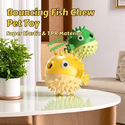 Alimentador lento para masticar peces que rebota: pelota dental para dispensar el tratamiento de la aburrimiento y la dentición a prueba de corgi