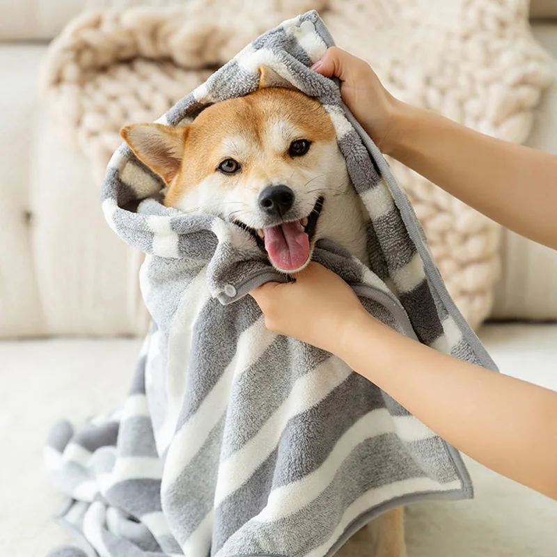 Albornoz absorbente para perros, toalla de secado rápido, albornoz para mascotas para perros pequeños, medianos y grandes, toallas de baño para mascotas, albornoz, accesorios para perros y gatos - imagen 3