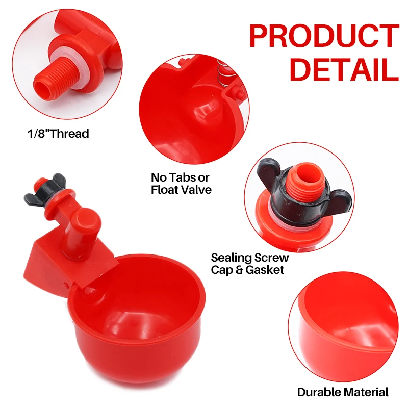 Bebedero automático para aves de corral, cuenco alimentador de agua para granja con tornillos, dispensador de codorniz, pato, 5/10 piezas - imagen 2