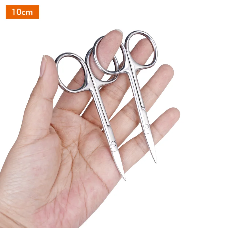 Tijeras quirúrgicas de acero inoxidable para veterinario de animales, punta curva recta, herramientas agrícolas, suministros para cerdos, vacas y ovejas, 10cm-18cm - imagen 3