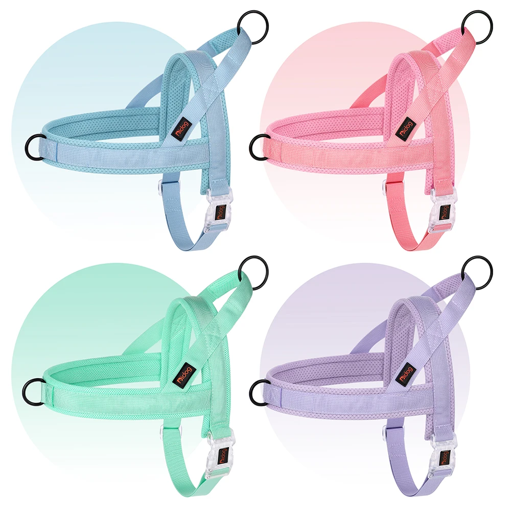 Arnés de nailon sin tirones para perros, arnés de entrenamiento ajustable para perros, chaleco, arneses transpirables para perros pequeños y grandes, color rosa