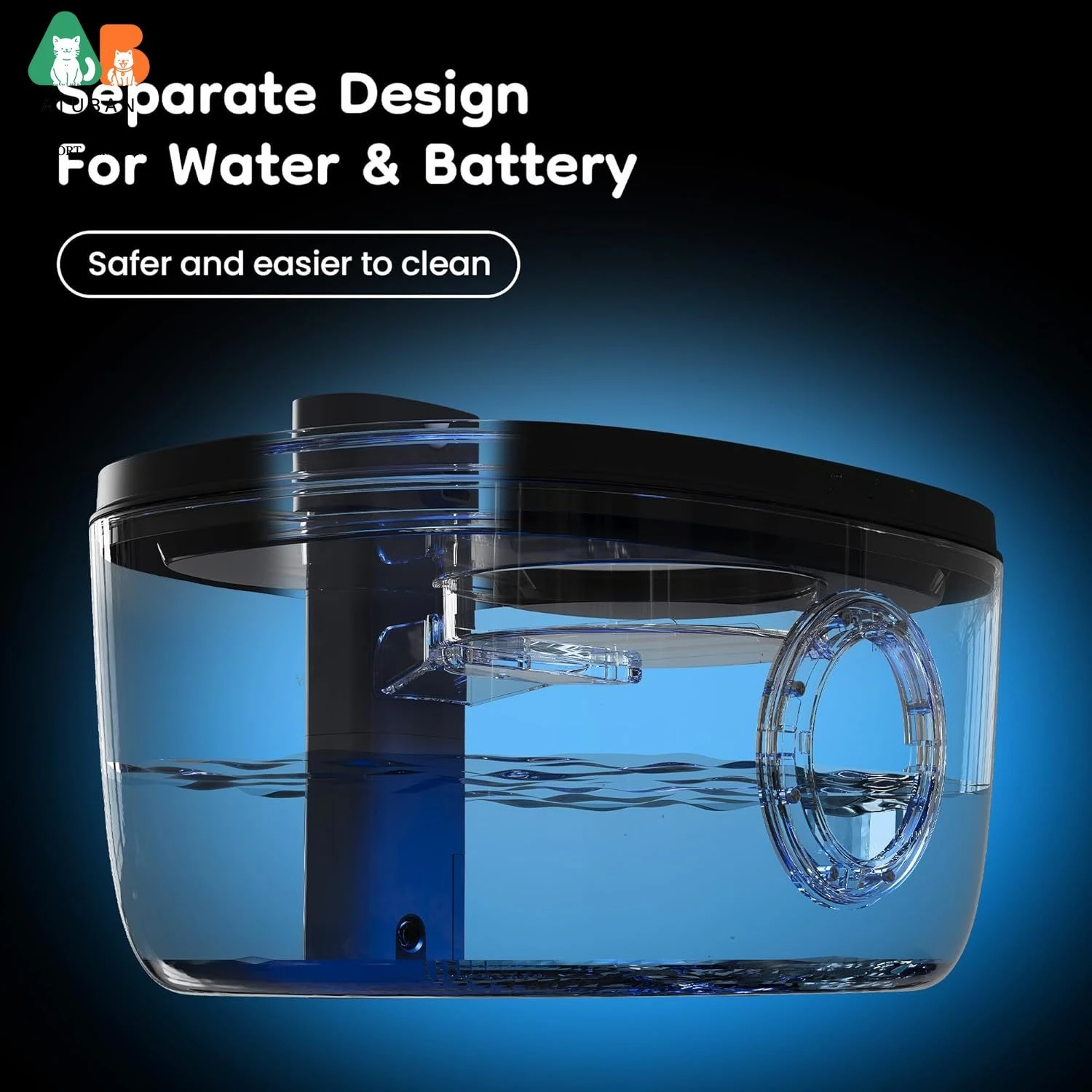 Bebedero inalámbrico acero inox para gatos y perros 5L ultra silencioso - imagen 2
