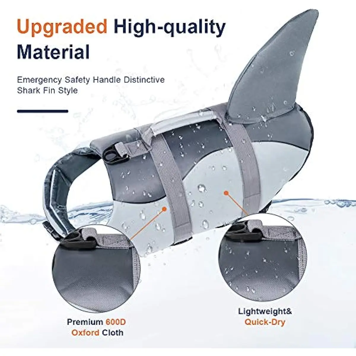 Chaleco salvavidas para perros, ropa de baño de seguridad para mascotas, chaleco salvavidas con mango de rescate para todos los perros, traje de baño de sirena - imagen 2