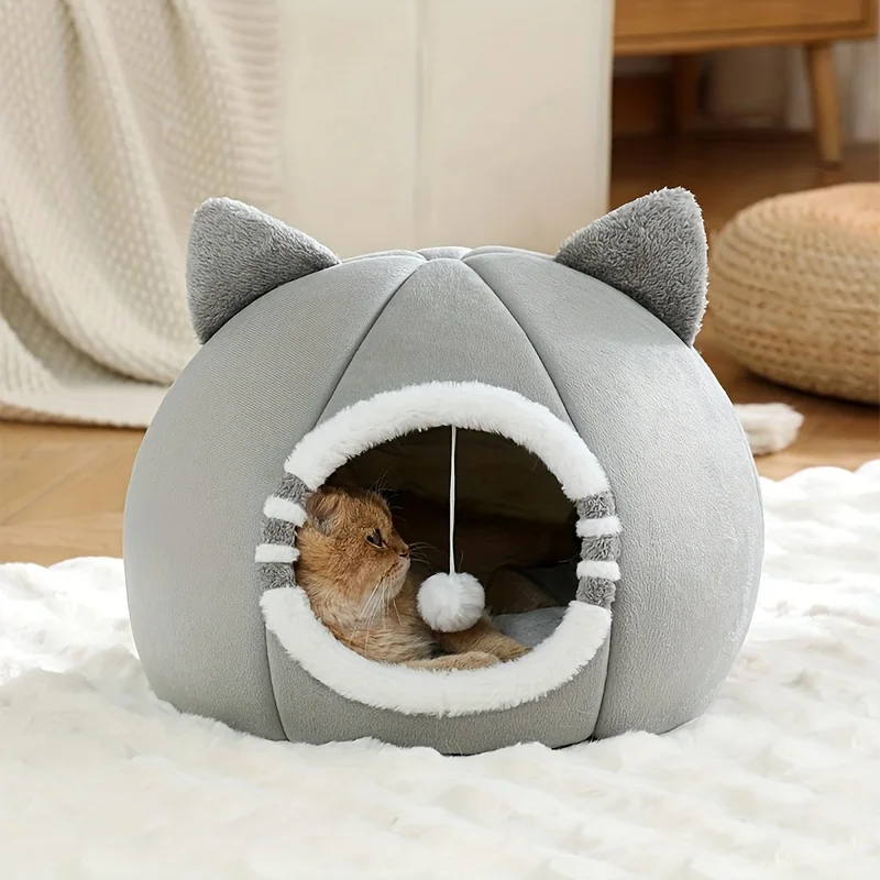 Cama cueva para gatos con colchón suave de sueño profundo - imagen 5
