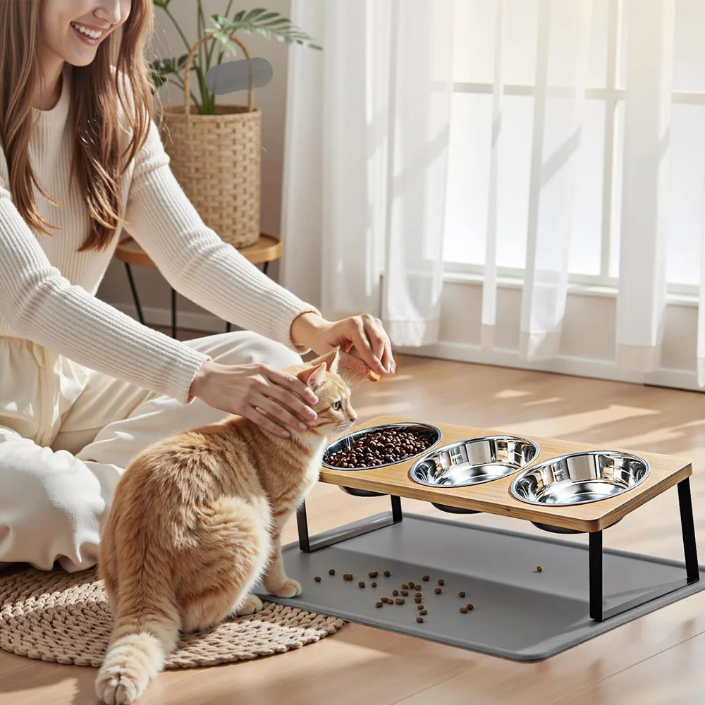 Comedero elevado para gatos con tapete silicona antideslizante - imagen 2
