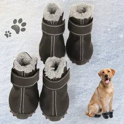 Zapatillas para perros impermeables con felpa y suela antideslizante