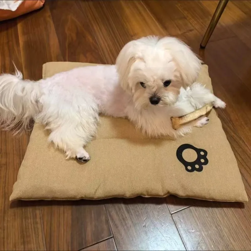 Camas para perros y mascotas, sofá cama Extra grande para perros, cama para gatos, estera de lino y algodón para las cuatro estaciones, cojín para mascotas resistente al desgaste y a los arañazos, estera para gatos - imagen 3