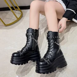 Botas góticas otoño con plataforma y cadena – Estilo punk mujer