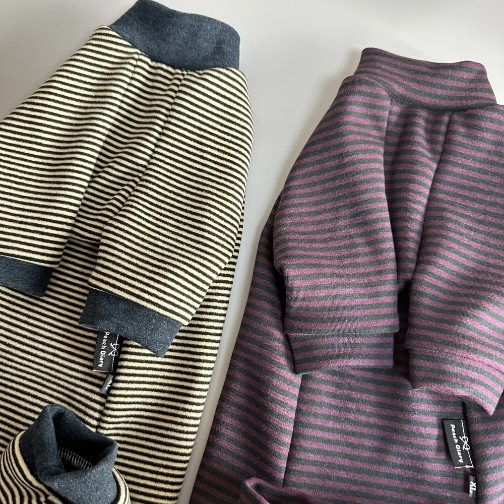 Pijama de 4 patas gris algodón a rayas para Sphynx Cat Winter Warm Elestic Soft Camiseta interior para gatitos Abrigo morado Devon Rex en primavera - imagen 4