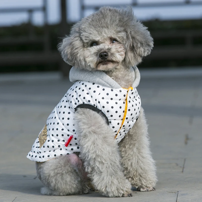 Chaqueta para perros pequeños y medianos, abrigo para gatos, Otoño Invierno, ropa gruesa de lana con estampado de cachorros, trajes de Bulldog, Chihuahua y Pug - imagen 2