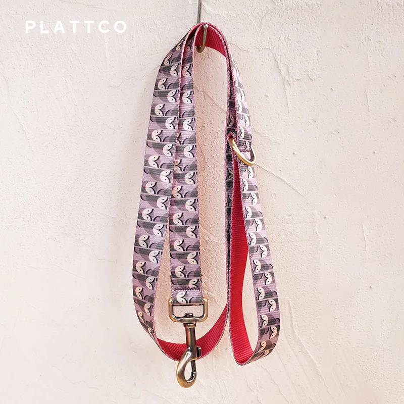 Conjunto collar y correa para perro estampado búhos – Hebilla de bronce - imagen 2
