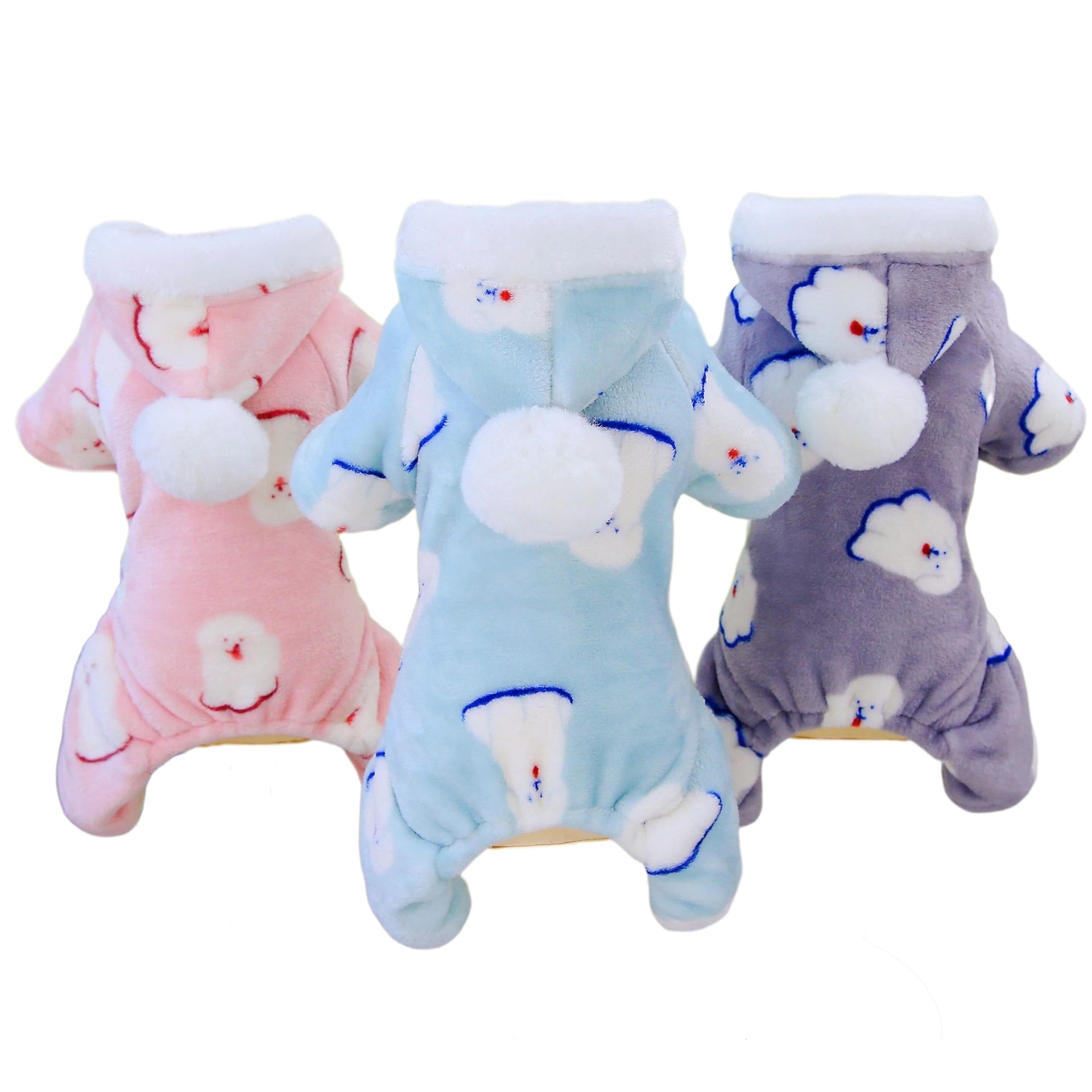 Ropa de invierno de terciopelo grueso para perros pequeños, pijamas para cachorros lindos, abrigo con capucha, Mono para clima frío, trajes para mascotas - imagen 3