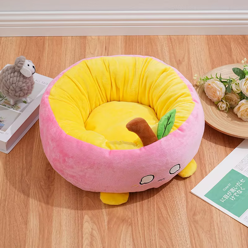 Cama redonda para gatos y perros - lavable y desmontable, felpa cálida - imagen 3