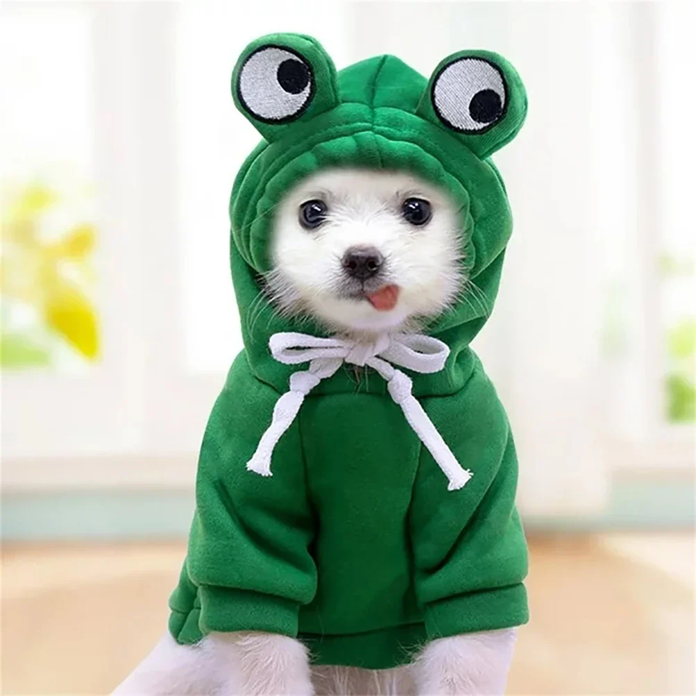 Sudadera con capucha con forma de rana para perro, abrigos para mascotas, disfraz de Halloween, ropa para mascotas, Sudadera con capucha para cachorros y gatos