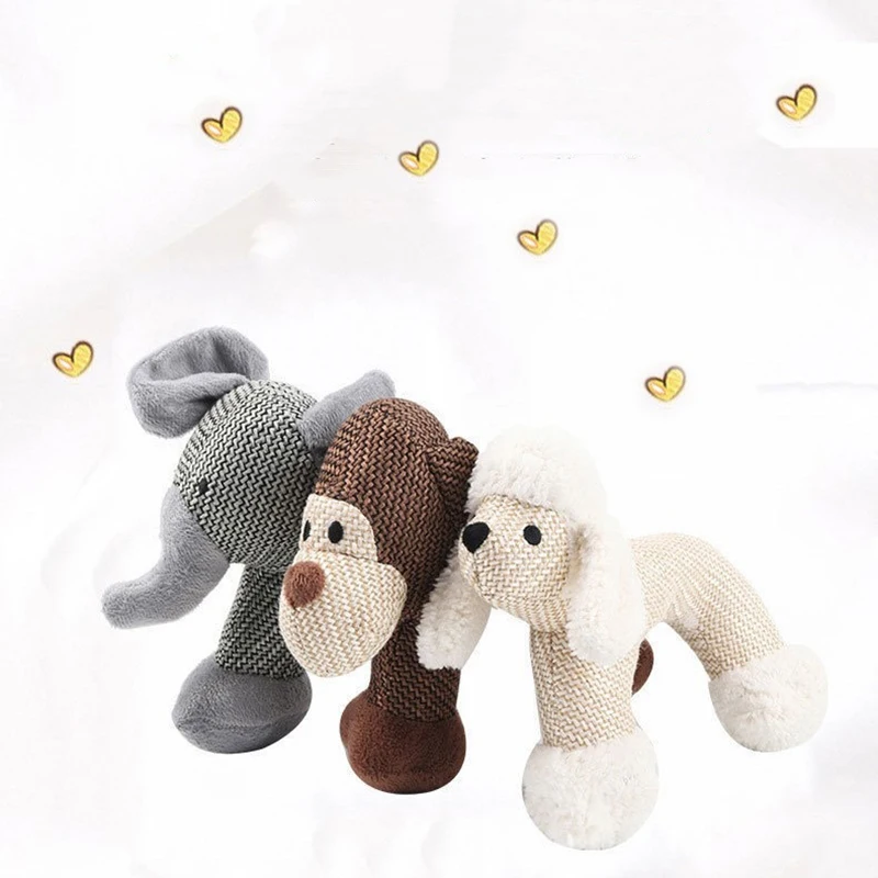 Lindo Animal forma mascota interactivo sonido chirriante juguete limpieza de dientes de perro juguetes de lino de felpa resistentes a mordeduras juguetes para mascotas - imagen 2