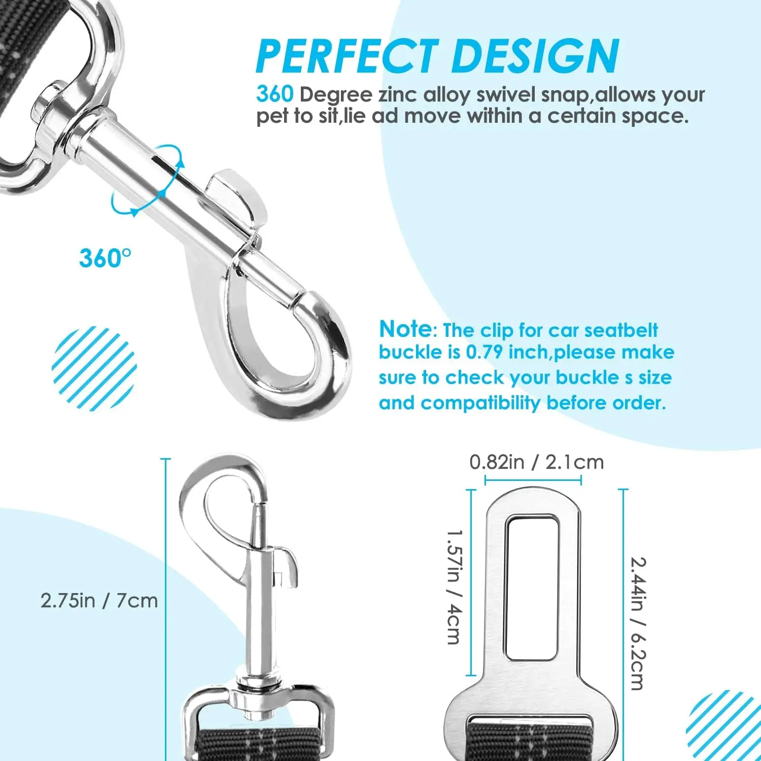 Cinturón de seguridad para perros, cinturón de seguridad doble para perros, correa de seguridad ajustable para vehículos con amortiguador elástico, reflectante sin enredos en forma de Y dos - imagen 5