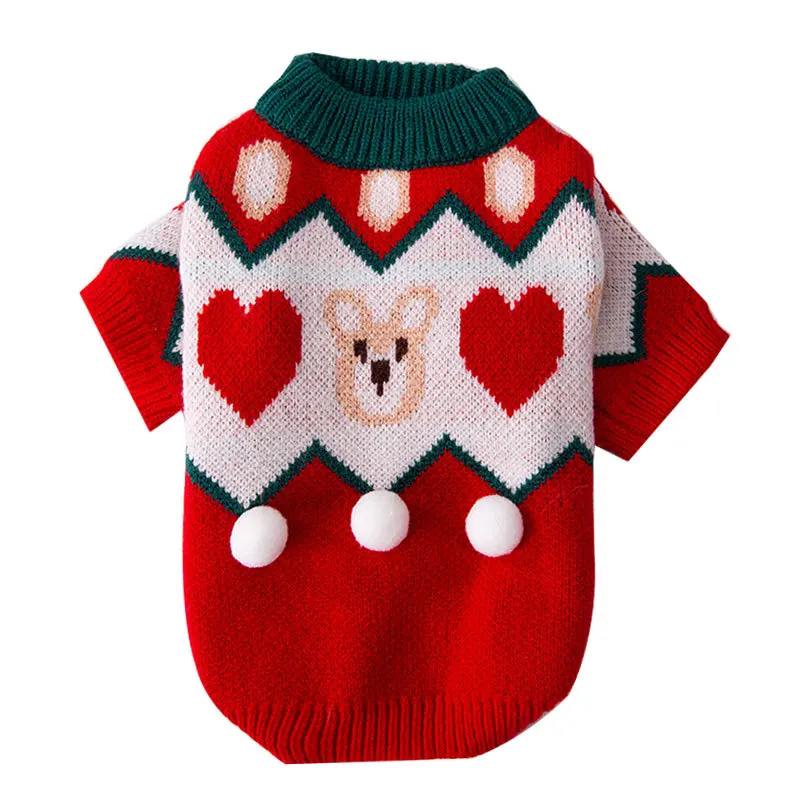 Jersey de oso de peluche de Navidad para exteriores, suéter bonito de cuello alto de dos patas, ropa para perros, primavera y otoño, Año Nuevo - imagen 5