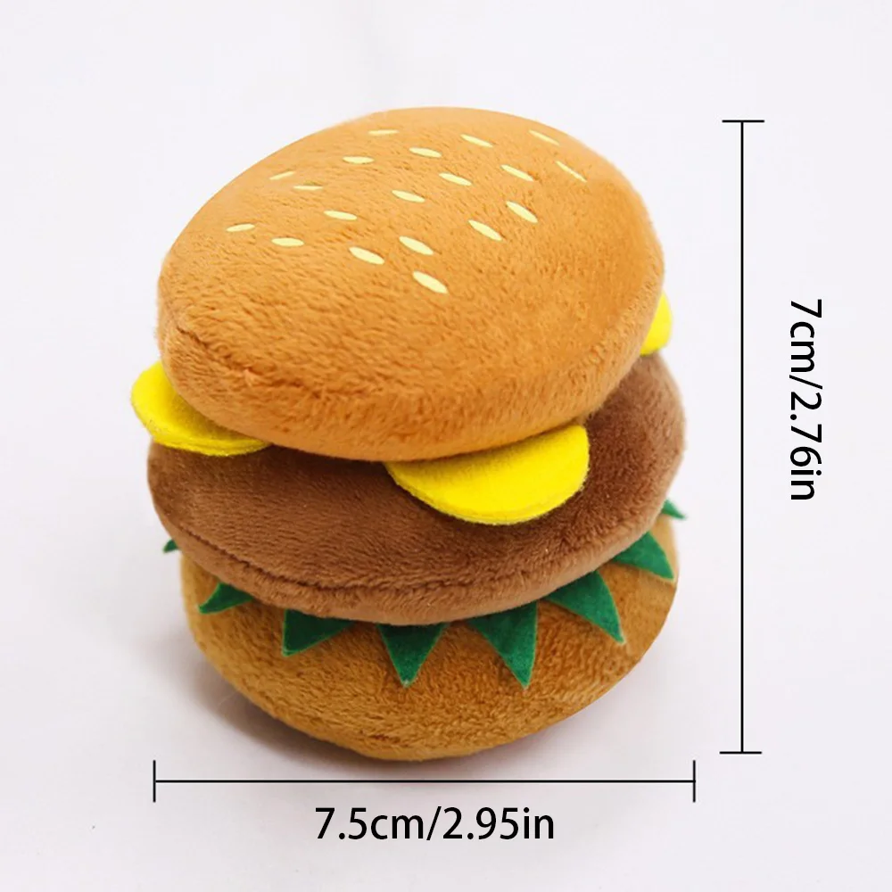 Lindos juguetes chirriantes de felpa para patatas fritas y hamburguesas, juguetes interactivos suaves para gatos, adorables juguetes para masticar mascotas de peluche, suministros para gatos - imagen 5