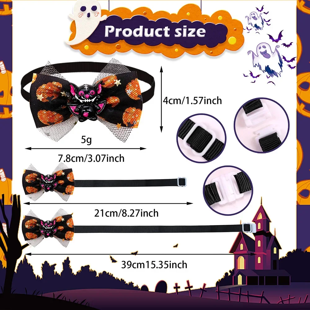 Pajarita de Halloween para perros, pajarita ajustable con calavera para perros pequeños y gatos, decoración de fiesta, accesorios de aseo para perros y mascotas, novedad de 2024 - imagen 2