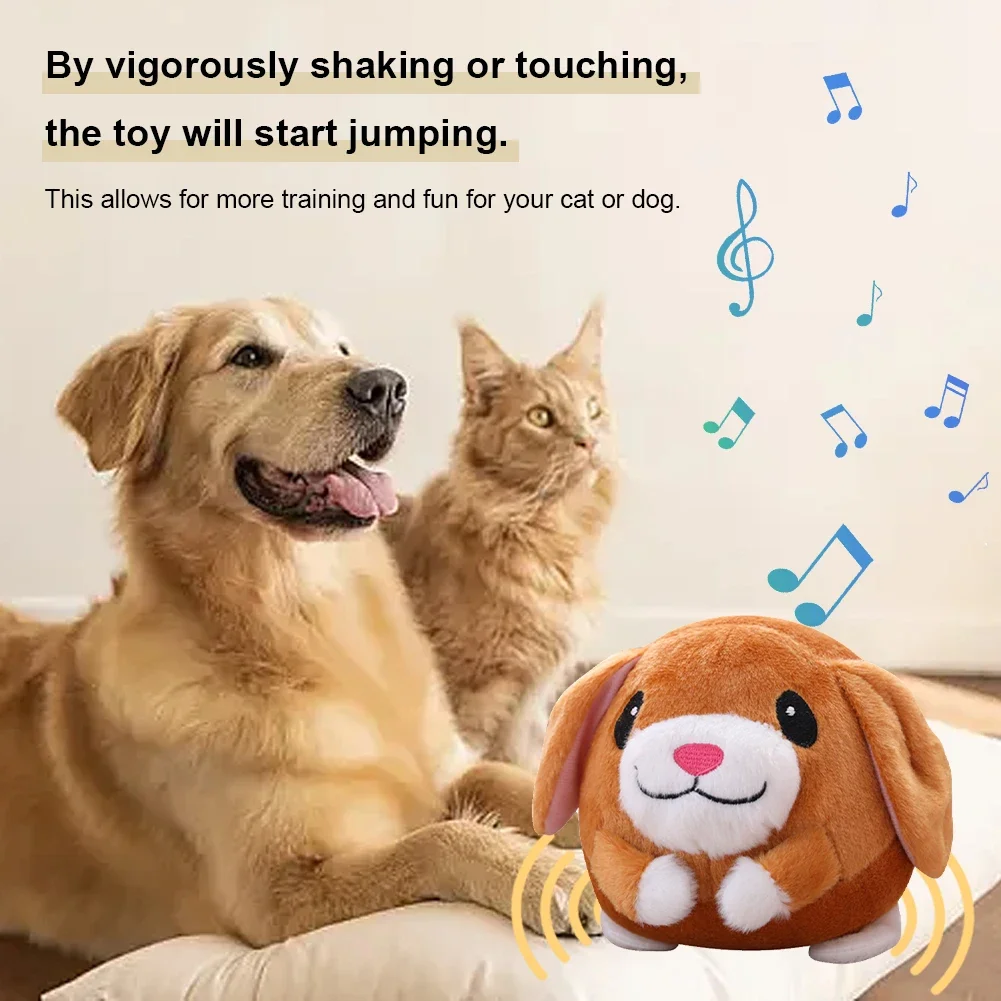 Juguetes interactivos de peluche que rebotan automáticamente, pelota que rebota con vibración musical resistente a mordeduras, perro masticable autocebante, juego en interiores - imagen 3