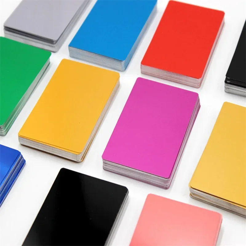 50 Uds. De tarjetas de visita de negocios lisas de Metal grabado con marca láser en blanco, etiqueta de identificación Personal ultrafina de aleación de aluminio para mascotas - imagen 4