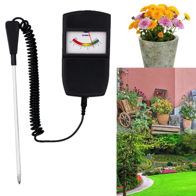 Medidor de pH del suelo, medidor de humedad del suelo, puntero de flores de plantas, Detector de suelo al aire libre, probador de PH, medidor de acidez, analizador para flores de jardín