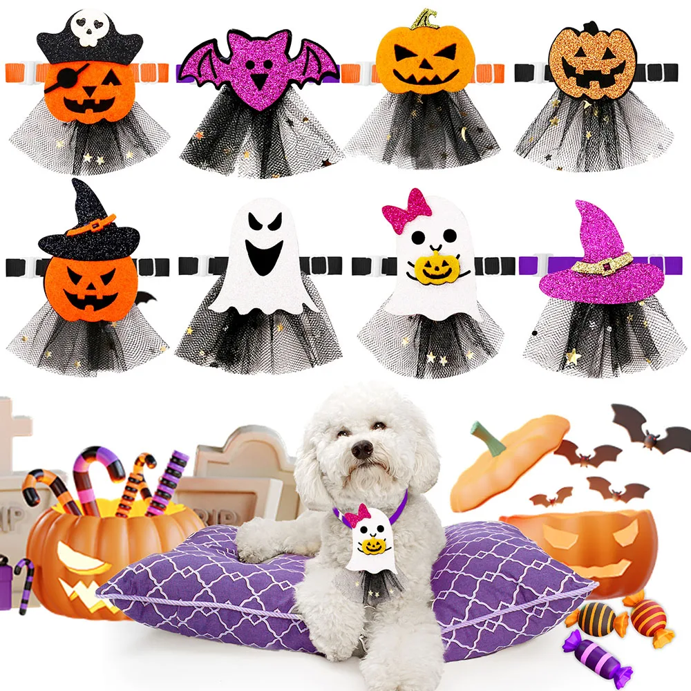50 Uds pajarita para perro para Halloween calavera encaje perro PEQUEÑO pajaritas para gatos Collar para perros accesorios para mascotas para perros pequeños