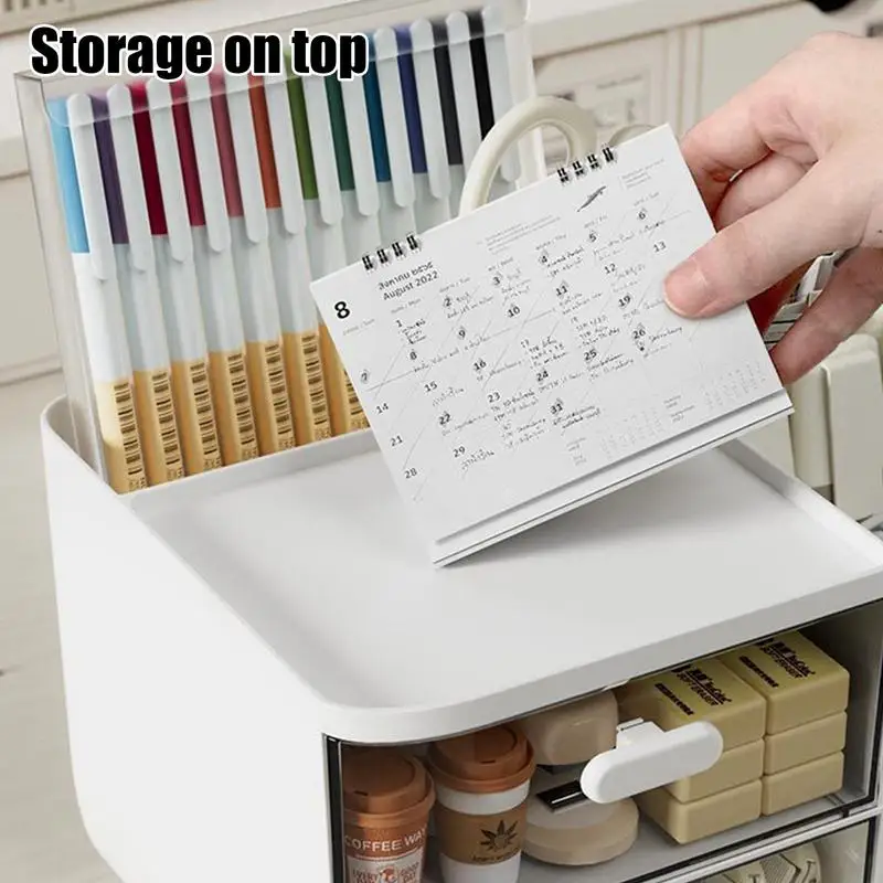 Organizador de almacenamiento de cosméticos con cajones, organizador de maquillaje, portalápices para escritorio, organizador de cosméticos - imagen 3