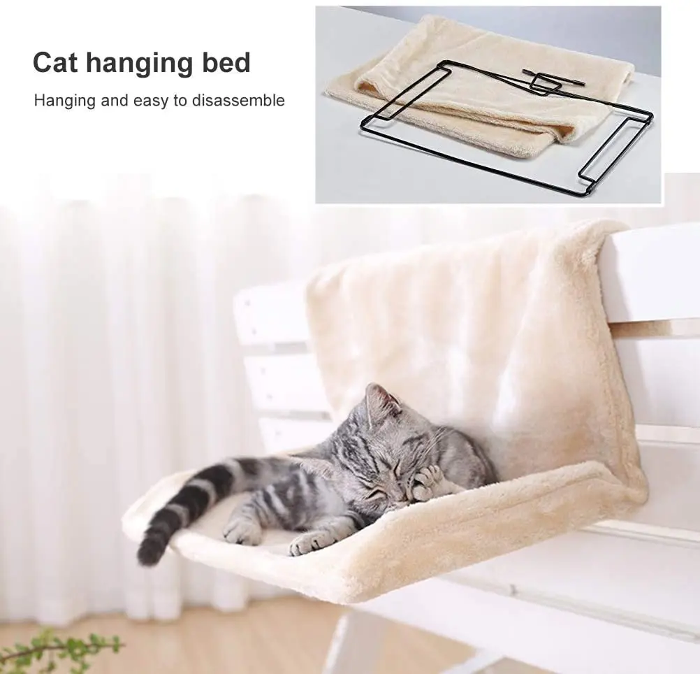 Cama colgante para gatos, hamaca extraíble para gatos, camas para mascotas, banco de radiador, nido para gatitos con marco de Metal resistente y duradero, accesorios para gatos - imagen 2