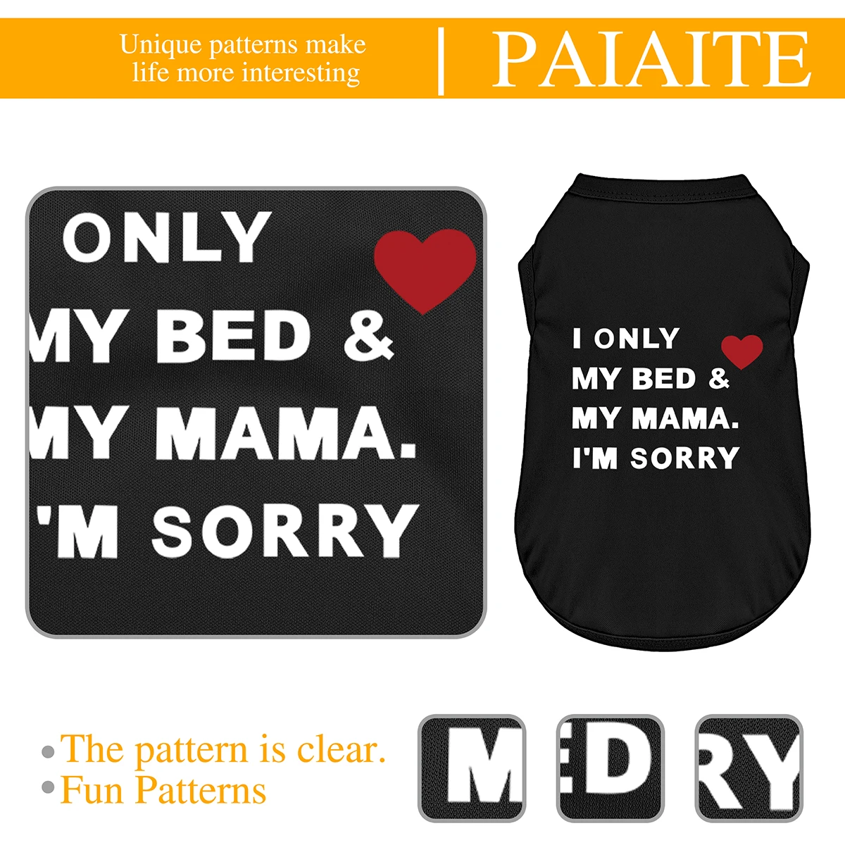 Love Bed & MAMA impreso-Chaleco de verano para perros, ropa para cachorros pequeños, ropa para mascotas, camiseta - imagen 5