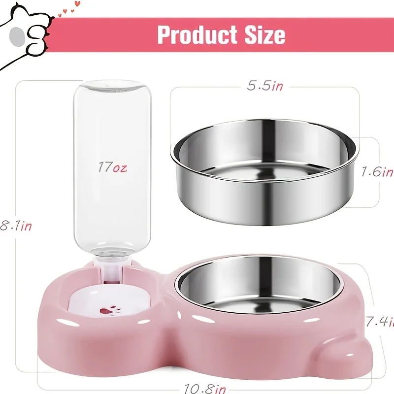 Juego de cuencos dobles para gatos con dispensador de agua automático - imagen 2