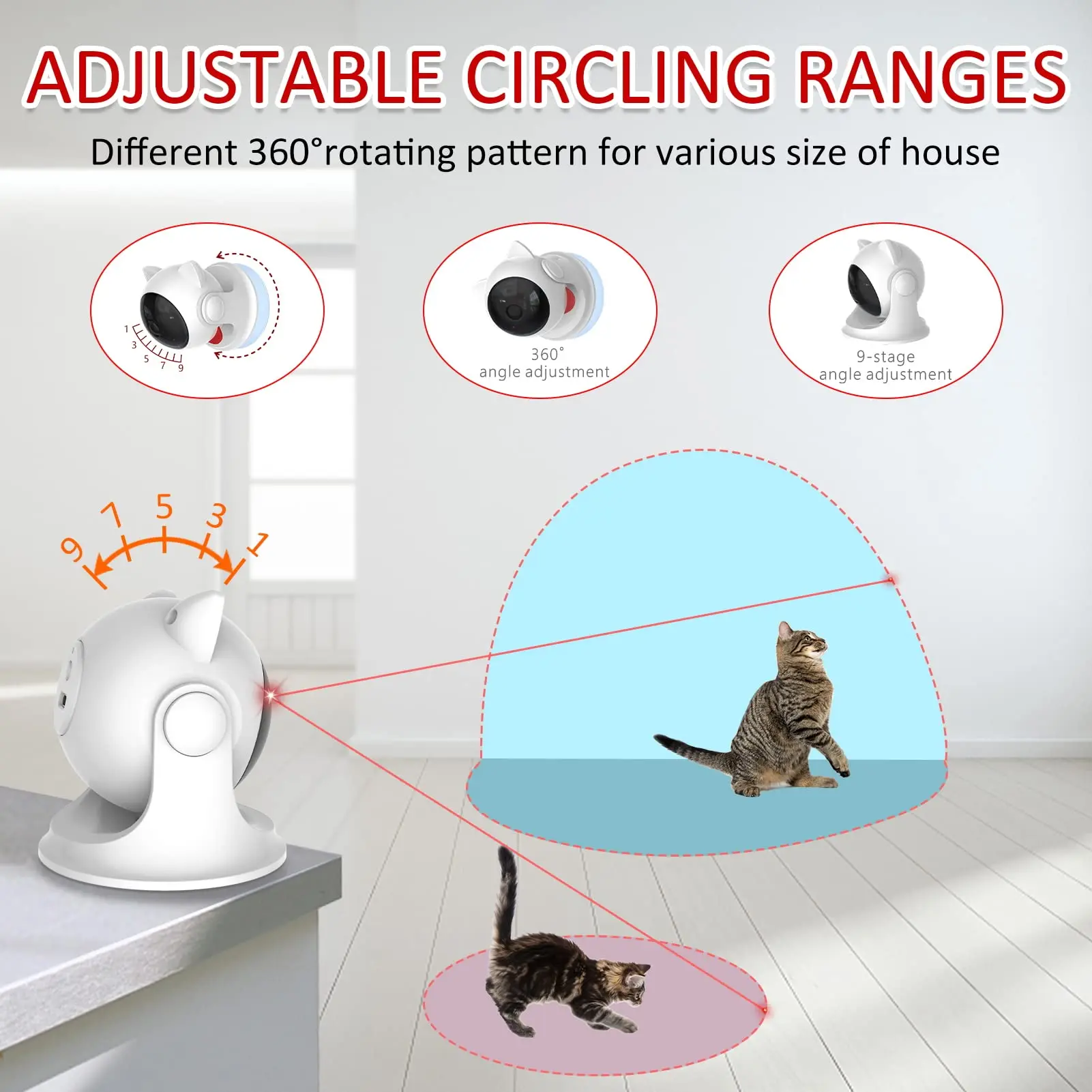 Juguete láser automático para gatos, juguetes interactivos activados al azar con movimiento recargable para gatos de interior/perros/Kittne, modo lento y rápido - imagen 5