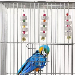 Juguete colgante para loros y pájaros jaula mineral con campanas flor
