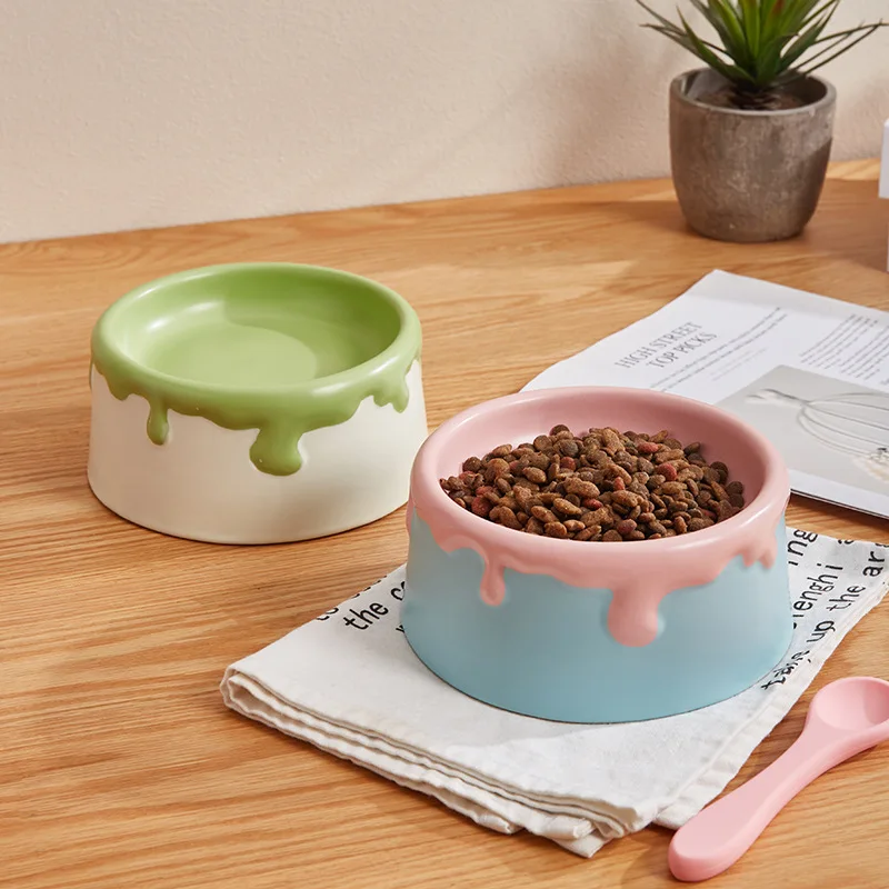 Cuenco para gatos, cuenco para beber de grano de cerámica bonito, cuencos para beber con alimentador de comida para mascotas antiobturación - imagen 4