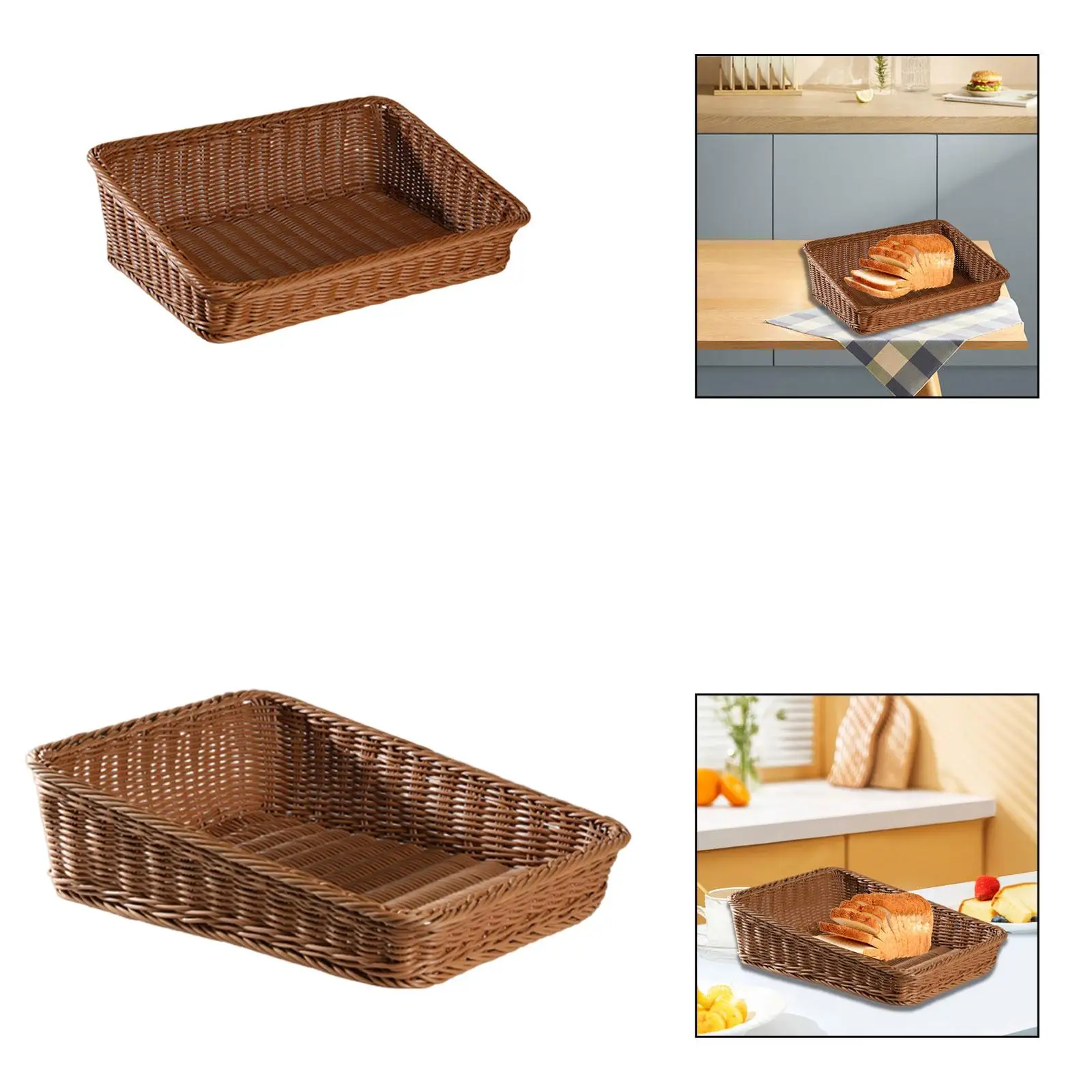 Cesta tejida, cestas de frutas, bandeja de exhibición de pan, organizador de mostrador decorativo, cesta de pan para organización del hogar