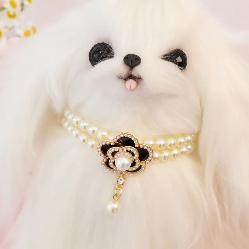 Collar de perlas para perro de gama alta, babero, muñeca, Collar decorativo para gato maltés y perro, bufandas para mascotas, corbata, accesorio para mascotas