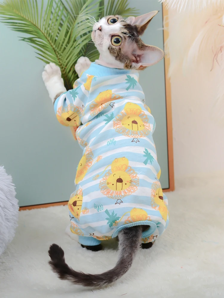 Ropa de gato Sphynx, mono bonito de algodón para gato y gatito, monos cálidos para gatos, sudaderas con capucha, disfraces para gato Sphinx Devon, ropa para gato - imagen 5